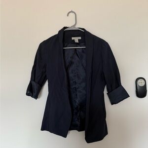 H&M Black/Navy Blazer with 3/4 Sleeves and Classic Lapel